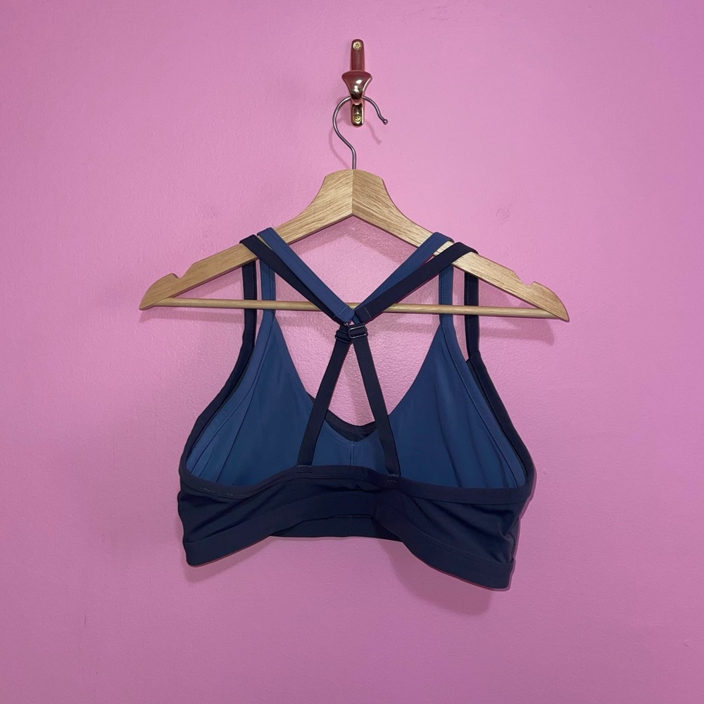 Gymshark Double Up Sports Bra Titanium Blue Medium Support V-Neck Women’s Large - Picture 6 of 7